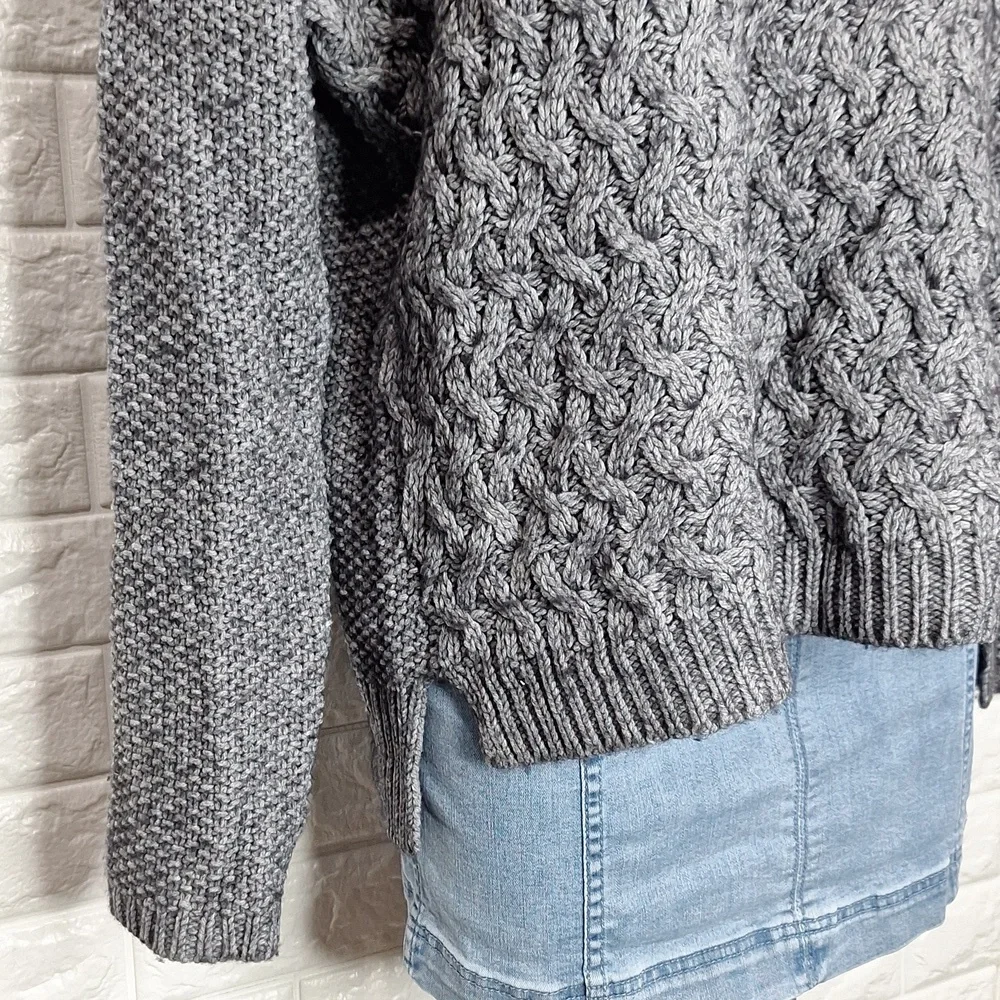 LAUREN HANSEN Knit Crochet Turtleneck Long Sleeve Sweater